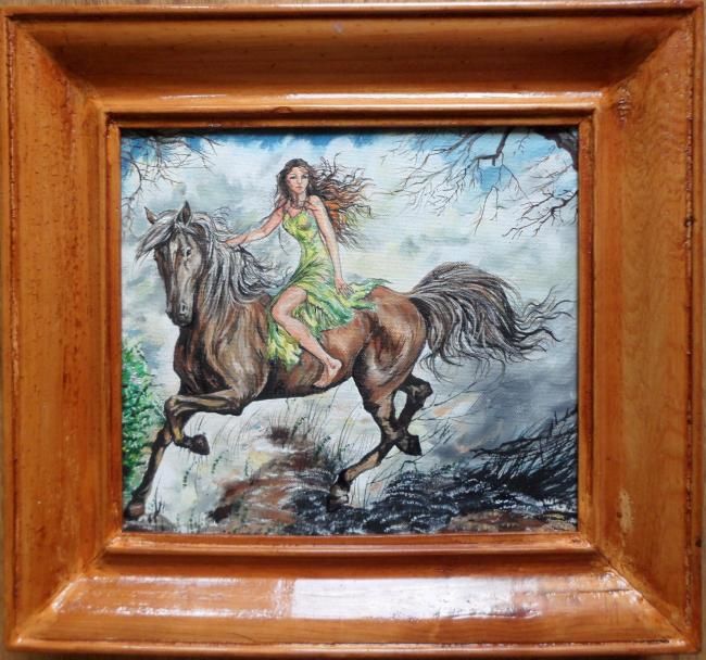 Painting titled "equestrienne" by Katerina Evgenieva, Original Artwork