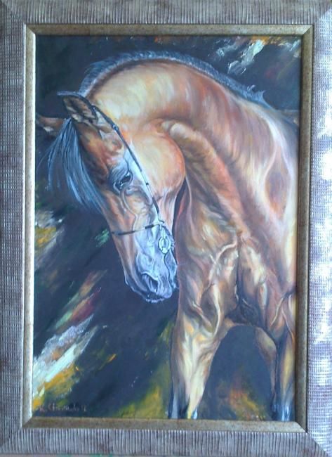 Painting titled "Stallion" by Katerina Evgenieva, Original Artwork
