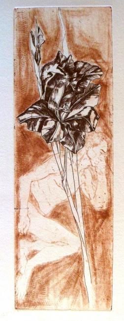 Drawing titled "Gladiolus" by Katerina Evgenieva, Original Artwork