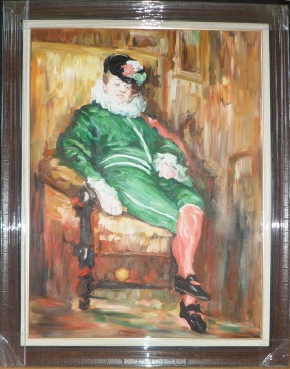 Painting titled "Costum verde de  bal" by Katerina Evgenieva, Original Artwork