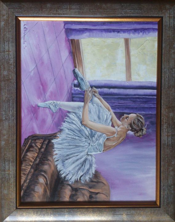 Painting titled "Balerina 1" by Katerina Evgenieva, Original Artwork, Oil