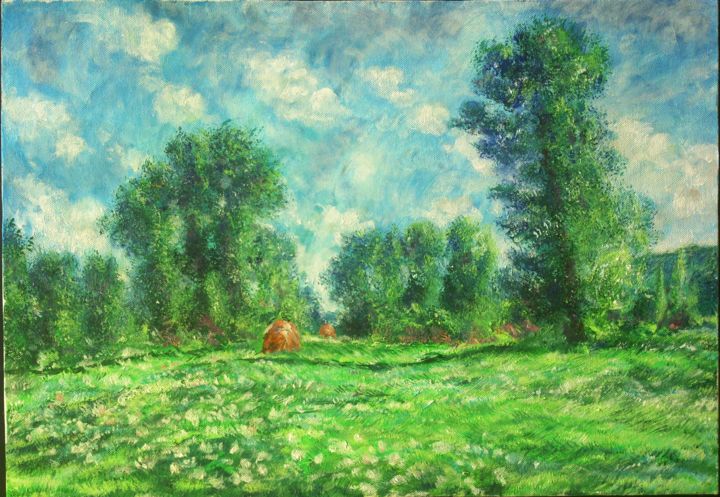Painting titled "Landscape 4" by Katerina Evgenieva, Original Artwork, Oil