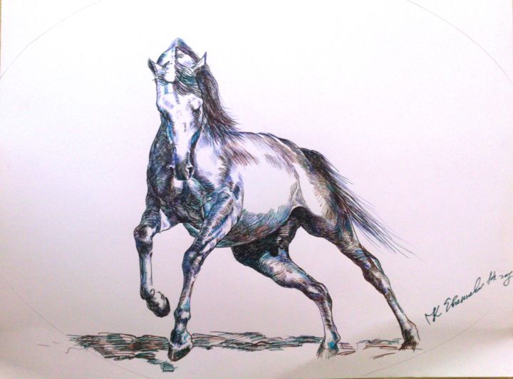 Rysunek zatytułowany „Horse-5” autorstwa Katerina Evgenieva, Oryginalna praca, Atrament
