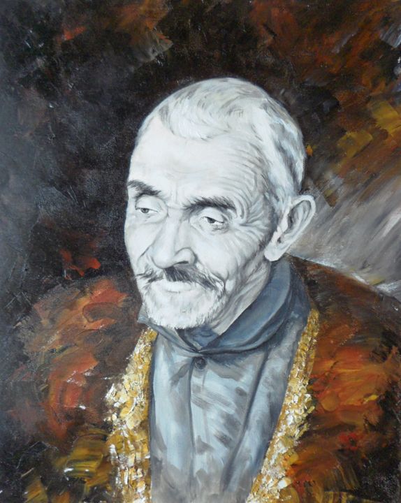 Painting titled "Old man" by Katerina Evgenieva, Original Artwork, Oil