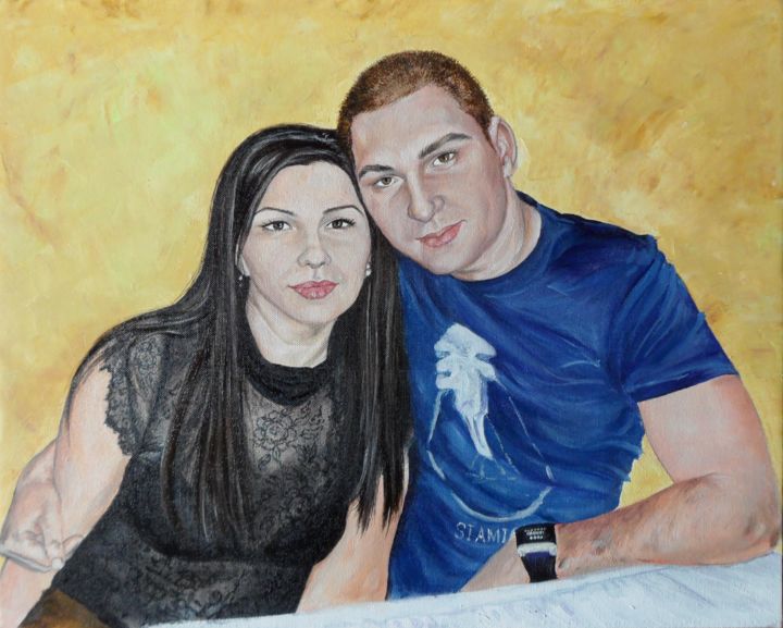 Peinture intitulée "Young couple" par Katerina Evgenieva, Œuvre d'art originale, Huile