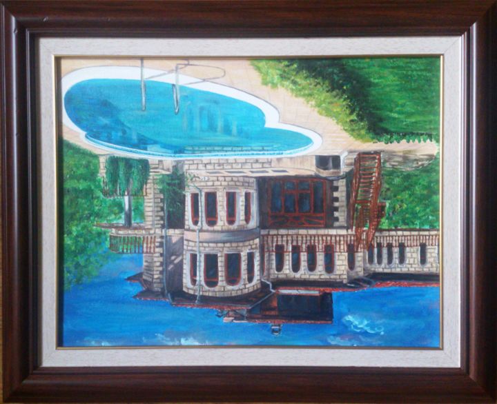 Pittura intitolato "Villa in Summer" da Katerina Evgenieva, Opera d'arte originale, Olio