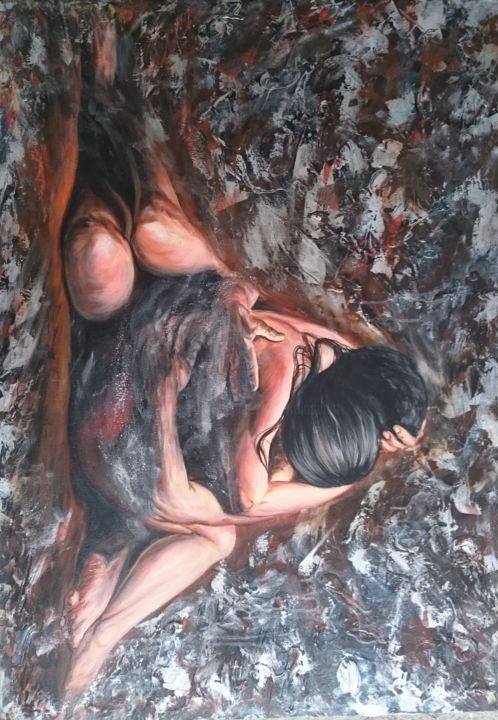 Pittura intitolato "Hug" da Katerina Evgenieva, Opera d'arte originale, Acrilico