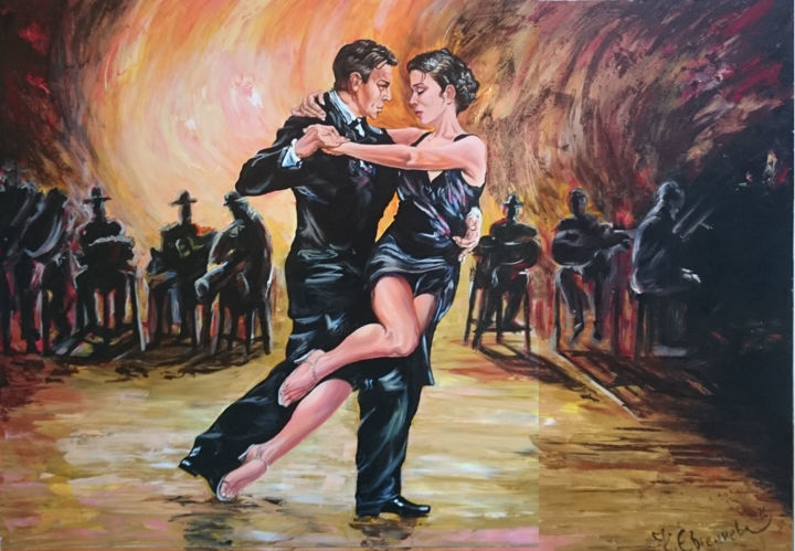 Painting titled "Tango" by Katerina Evgenieva, Original Artwork, Oil