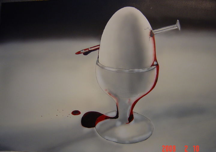 Digitale Künste mit dem Titel "ei-mit_Nagel_Reprod…" von Matthias Lietz, Original-Kunstwerk, Airbrush