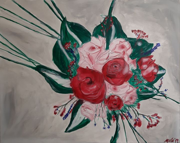 Painting titled "blumenstrauss-alice…" by Matthias Lietz, Original Artwork, Acrylic