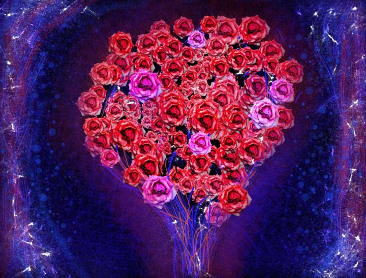 Digitale Kunst mit dem Titel "Rosen rot ..." von Matthias Lietz, Original-Kunstwerk, Digitale Malerei