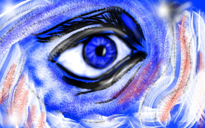 Arts numériques intitulée "Blue Eye 2020" par Matthias Lietz, Œuvre d'art originale, Peinture numérique