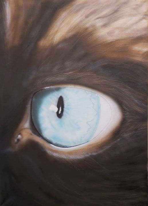 「Cat Eye」というタイトルの絵画 Matthias Lietzによって, オリジナルのアートワーク, エアブラシ