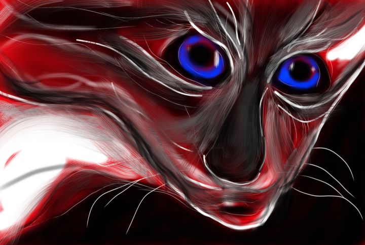 Digitale Künste mit dem Titel "Hellcat" von Matthias Lietz, Original-Kunstwerk, Digitale Malerei