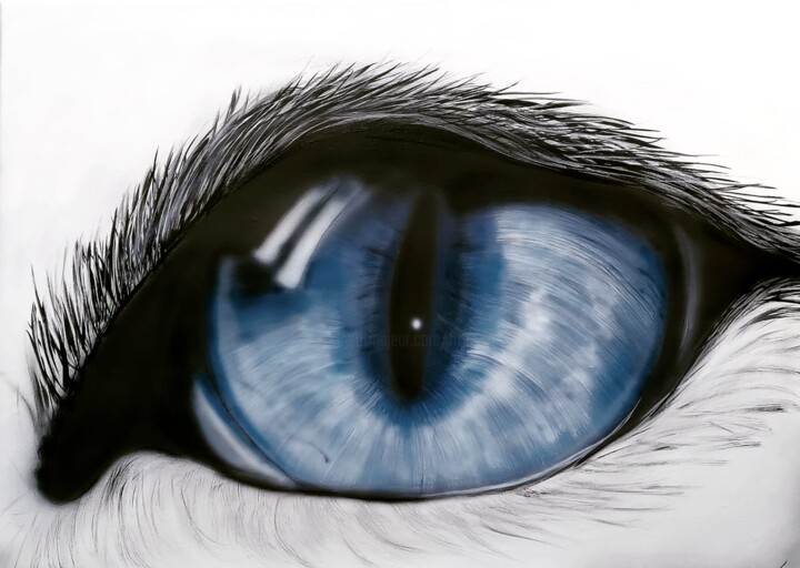 Malerei mit dem Titel "Auge 2022" von Matthias Lietz, Original-Kunstwerk, Airbrush