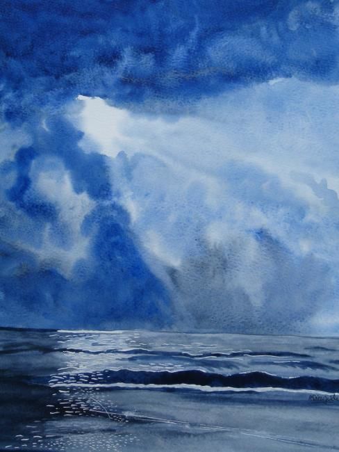Peinture intitulée "lumière sur la mer" par Troniou, Œuvre d'art originale, Huile