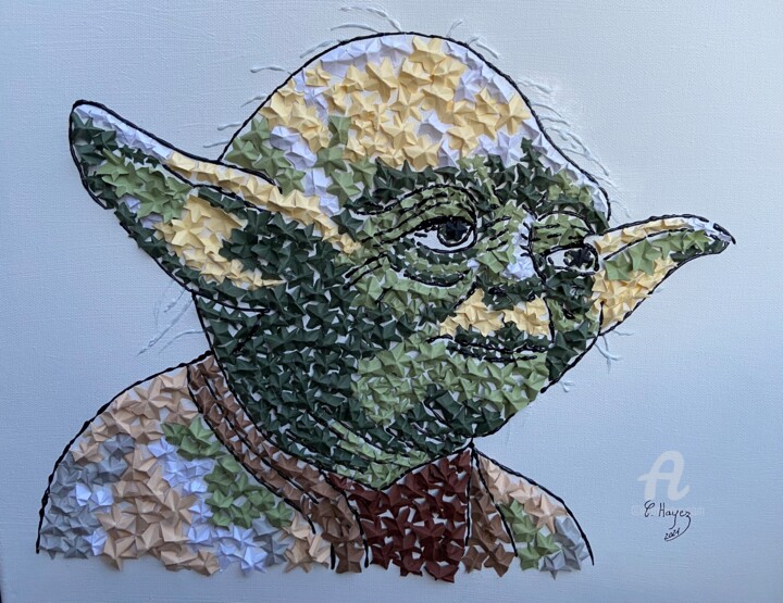 Collages intitolato "Yoda : The star was…" da Christelle Hayez, Opera d'arte originale, Collages