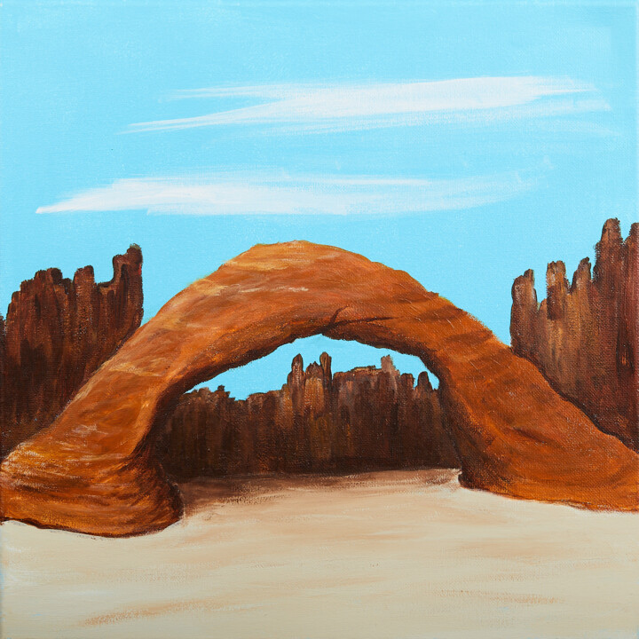 Painting titled "Desert Archway" by Troy Wilson-Ripsom, Original Artwork, Acrylic Mounted on Wood Stretcher frame