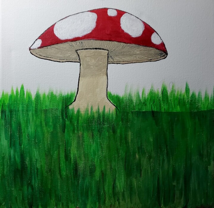 Painting titled "Just a Mushroom" by Troy Wilson-Ripsom, Original Artwork, Acrylic Mounted on Wood Stretcher frame