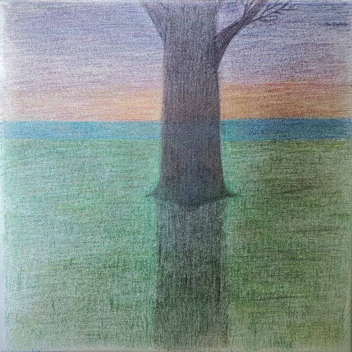 Drawing titled "Twilight" by Troy Wilson-Ripsom, Original Artwork, Pencil Mounted on Wood Stretcher frame