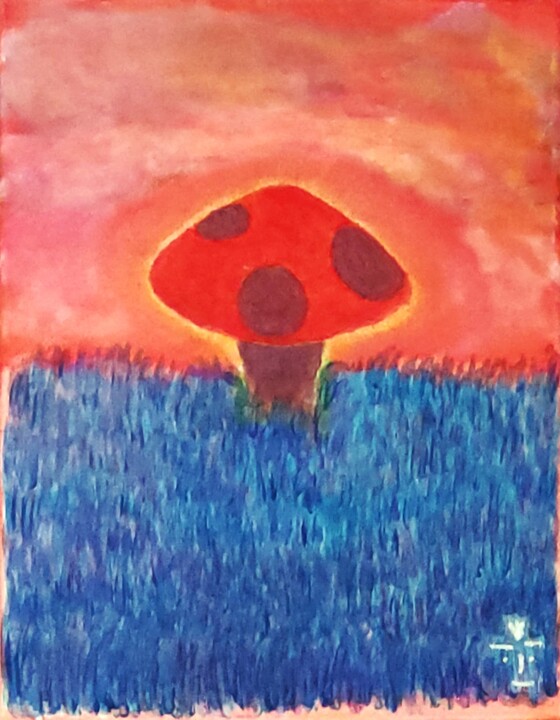 Pittura intitolato "Just a Magic Mushro…" da Troy Wilson-Ripsom, Opera d'arte originale, Acrilico Montato su Telaio per bare…
