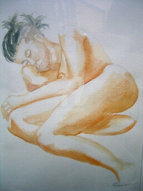 Pittura intitolato "nudo ad acquerello" da Gian Piero Trucco, Opera d'arte originale, Olio