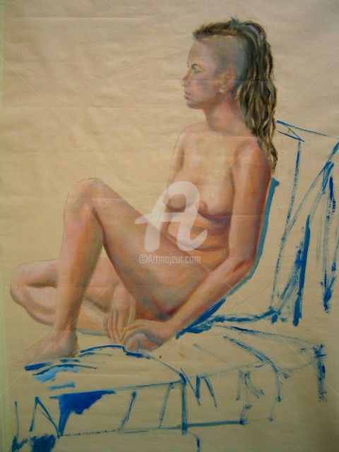 Painting titled "modella" by Gian Piero Trucco, Original Artwork, Oil