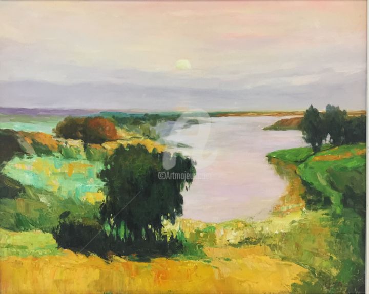 Painting titled "Landscape" by Ts Chan, Original Artwork, Oil