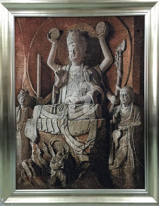 Schilderij getiteld "Buddha" door Ts Chan, Origineel Kunstwerk, Olie