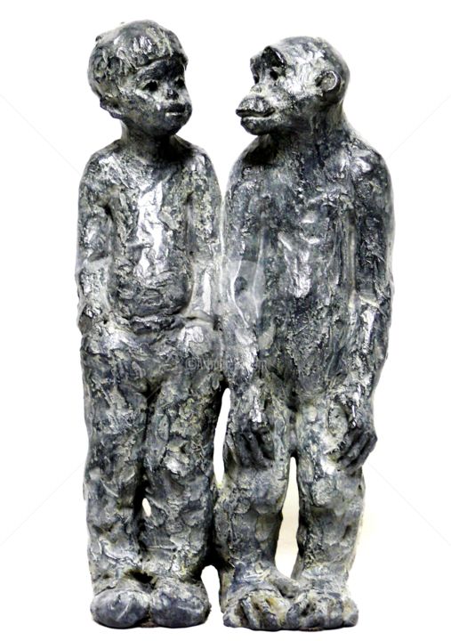 Sculptuur getiteld "Complicité, sculptu…" door Marie-Thérèse Tsalapatanis, Origineel Kunstwerk, Bronzen