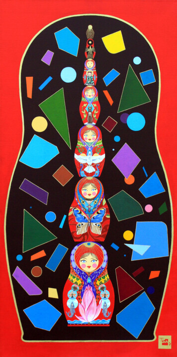 Painting titled "Matryoshka doll" by Tsanko Hristov, Original Artwork, Acrylic