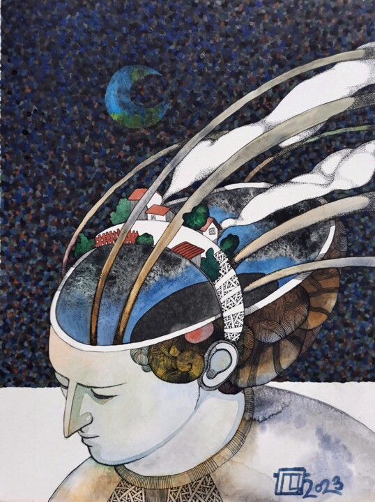 Peinture intitulée "Spheres. Sheet II" par Ann Tsarykovska, Œuvre d'art originale, Aquarelle