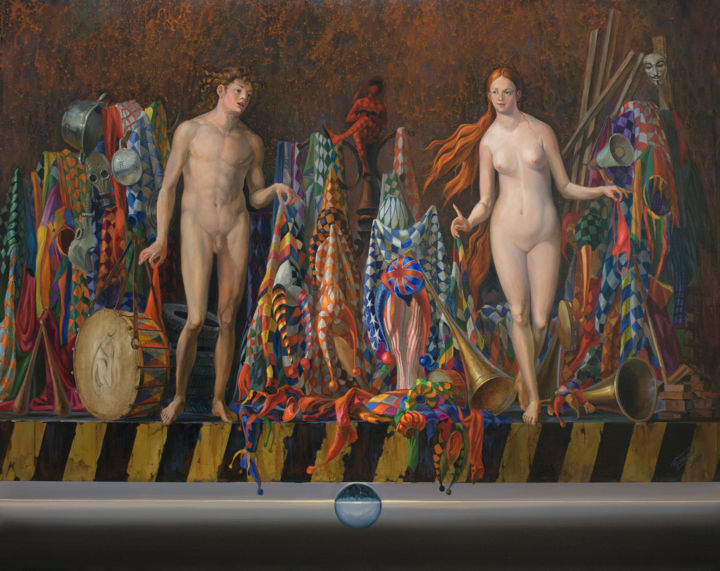 Peinture intitulée "Shopping" par Tschumakov Sergey, Œuvre d'art originale, Huile Monté sur Châssis en bois