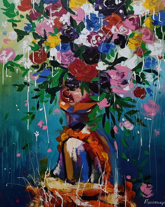 Pintura titulada "Spring women" por Aliaksandra Tsesarskaya, Obra de arte original, Acrílico