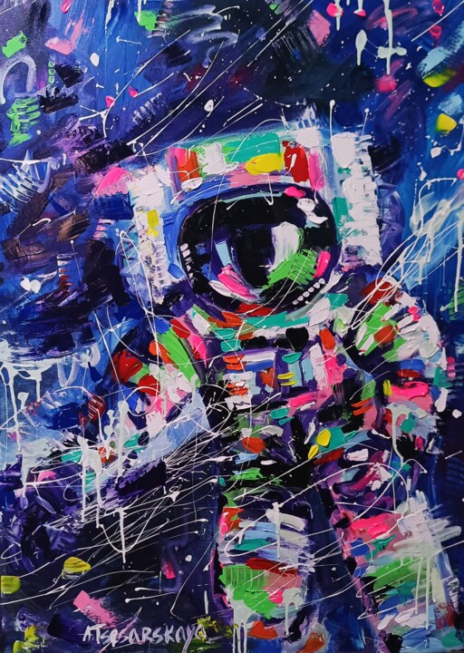 Pintura titulada "Starman - colorful…" por Aliaksandra Tsesarskaya, Obra de arte original, Acrílico