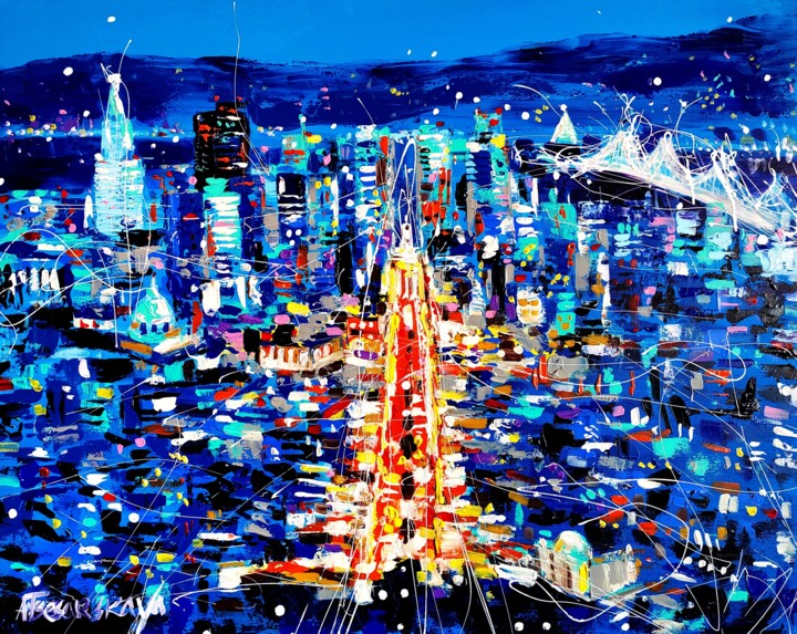 Pintura titulada "San Francisco citys…" por Aliaksandra Tsesarskaya, Obra de arte original, Acrílico Montado en Bastidor de…