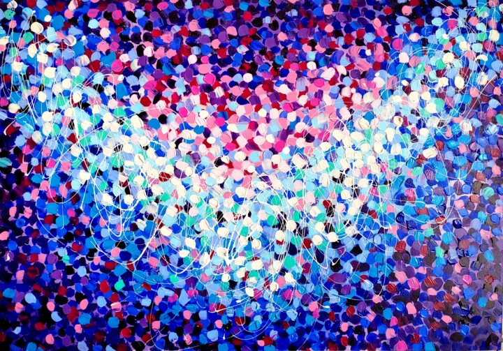 Картина под названием "Abstract lavander f…" - Aliaksandra Tsesarskaya, Подлинное произведение искусства, Акрил Установлен н…