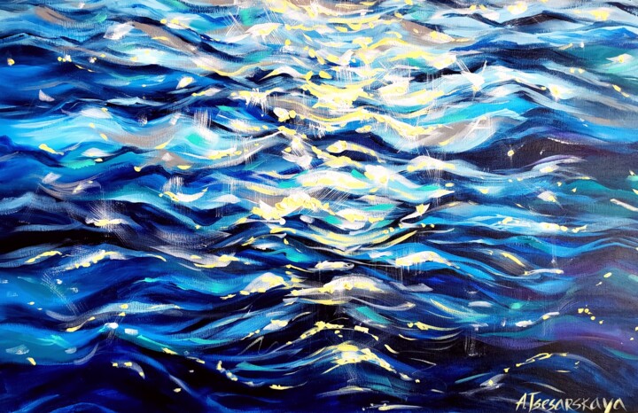 Schilderij getiteld "Sea breeze - seasca…" door Aliaksandra Tsesarskaya, Origineel Kunstwerk, Acryl Gemonteerd op Frame voor…