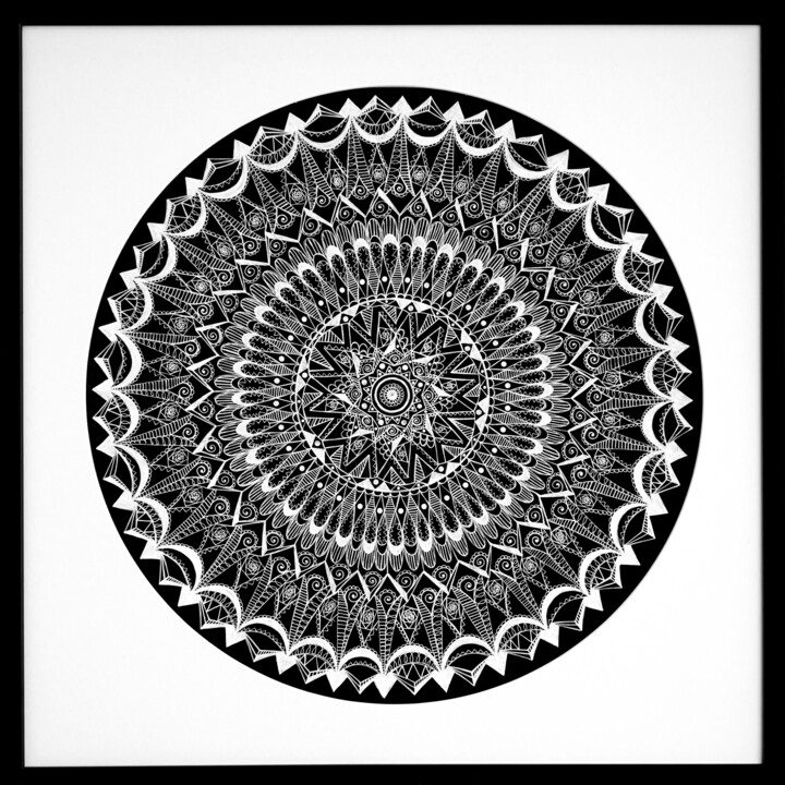 Peinture intitulée "MANDALA IV" par Tanya Shin S.F.M.W., Œuvre d'art originale, Stylo gel