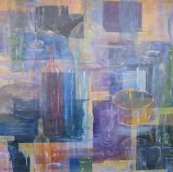 Painting titled "Seda y Cristal III" by Mª Teresa Silvestre, Original Artwork