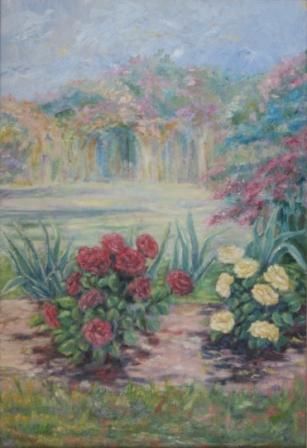 Painting titled "Jardin" by Mª Teresa Silvestre, Original Artwork