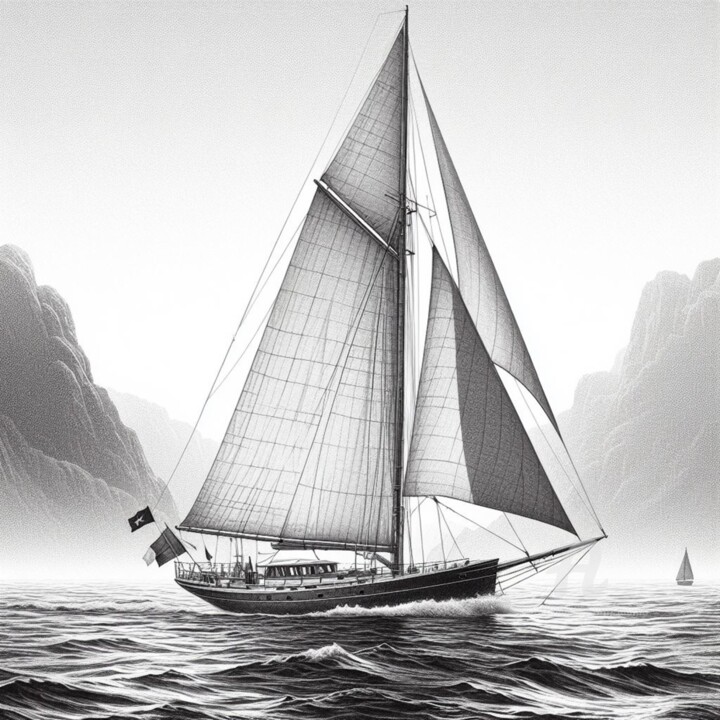 Digital Arts titled "Voyage sur l'eau" by Tsuiho, Original Artwork, AI generated image