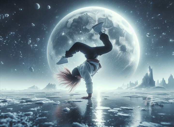 Arts numériques intitulée "la danseuse au clai…" par Tsuiho, Œuvre d'art originale, Image générée par l'IA
