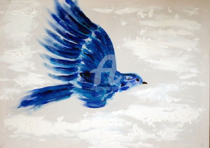 Painting titled "Je vois des oiseaux…" by Tsz Shan Hui, Original Artwork, Acrylic