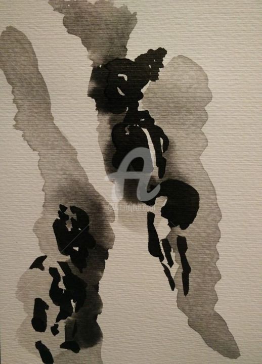 Painting titled "Aloneness not Lonel…" by Tsz Shan Hui, Original Artwork, Ink