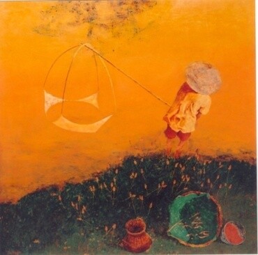 Painting titled "Rise the fishing net" by Tuan Long Tran, Original Artwork