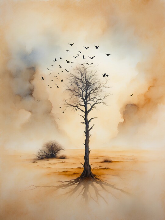 Digital Arts titled "Lone Leafless" by Tucari P, Original Artwork, Digital Painting