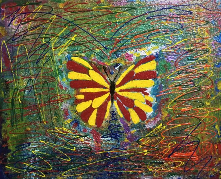 Картина под названием "Hope Butterfly" - Tucks, Подлинное произведение искусства, Акрил