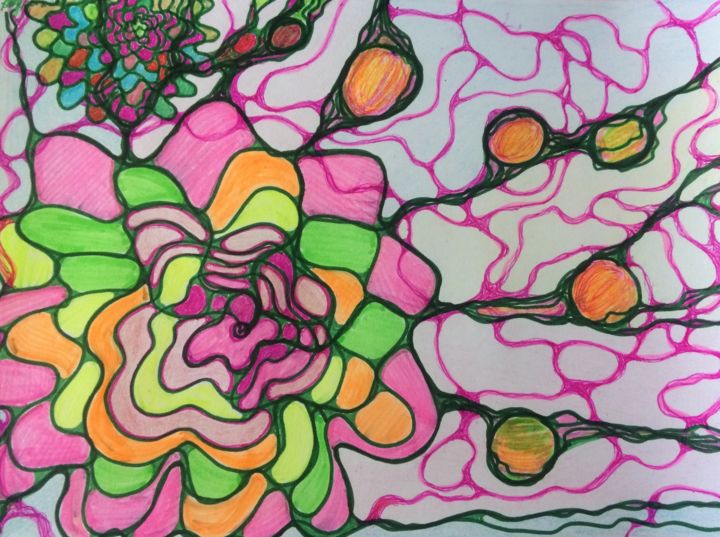 Рисунок под названием "flower of Life" - Oksana Tukhtarkina, Подлинное произведение искусства, Цветные карандаши