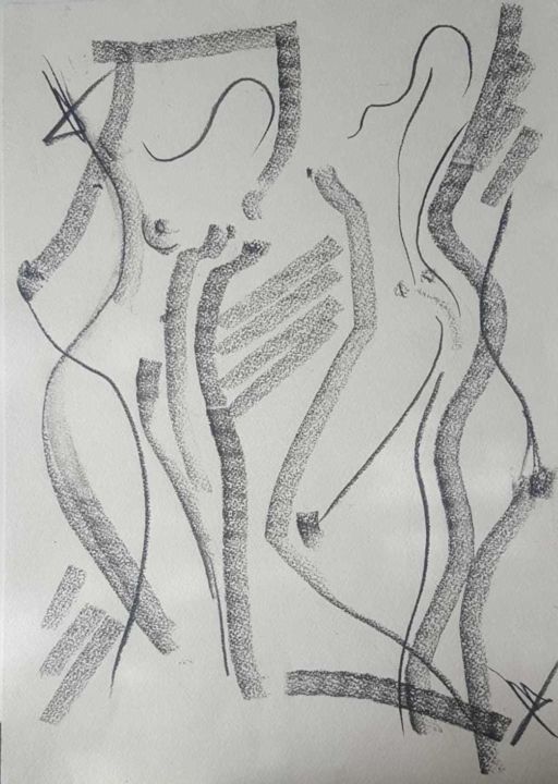 Desenho intitulada "Ohne Titel" por Irina Tukkaeva, Obras de arte originais, Carvão